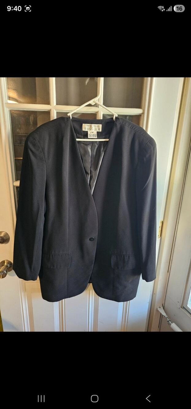 Vintage 90s Rena Rowan For Saville Black Blazer Jacket Womens Plus 16W